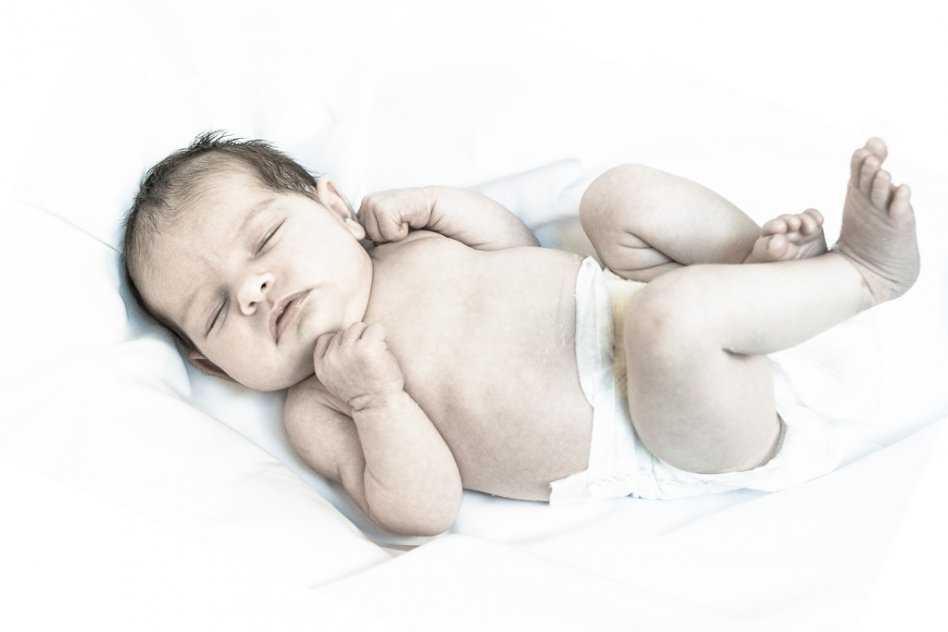 high key colour portrait of newborn baby