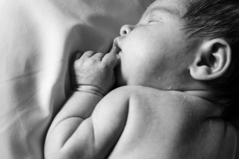 black and white portrait of newborn baby